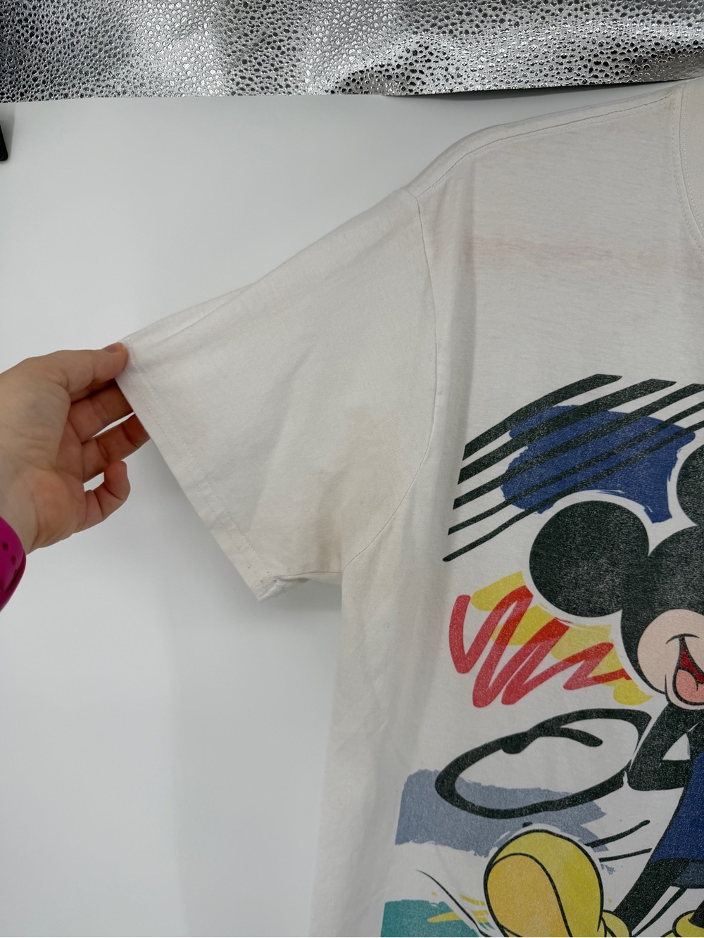 Disney Retro Kidcore Disneycore White Short-Sleeve Mickey Mouse Graphic Tee SzS - Picture 3 of 9